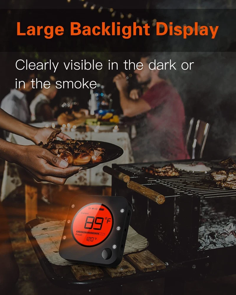 Digital Meat Thermometer Wireless - 6 Probes, Alarm Function, Kitchen Essential Digital Meat Thermometer Wireless - 6 Probes, Alarm Function, Kitchen Essential