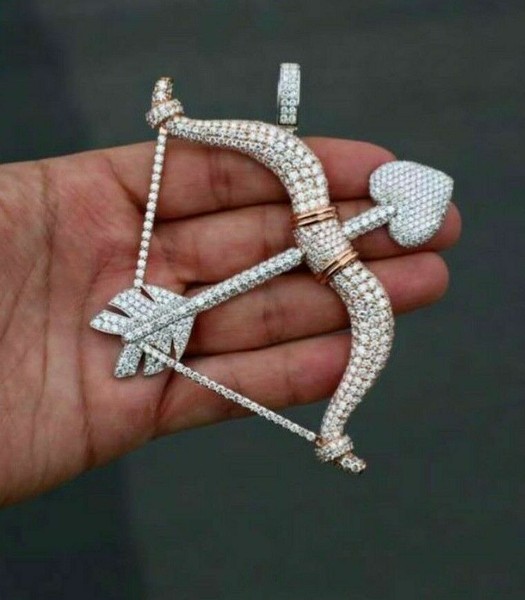 Alternate view of 2.50 Round Moissanite Men's Cupid Bow Charm Pendant 14k Two-tone Gold Plated