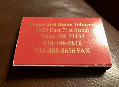 Cuesta Rey Cigars, Fogue & Bates Tobacco, Tulsa, OK, Full Unstruck Matchbox 