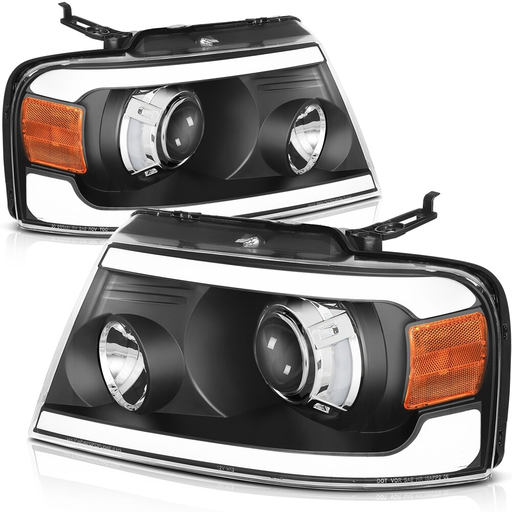 For 2004-2008 Ford F150 Headlights Assembly Headlamps Driver + Passenger Pair