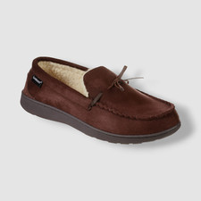 Isotoner, Men Brown Memory Foam Microsuede Nigel Moccasin Slippers Size 9.5-10.5