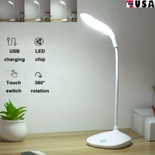 Dimmable LED Desk Light Touch Sensor Table Bedside Reading Lamp USB Rechargeable
