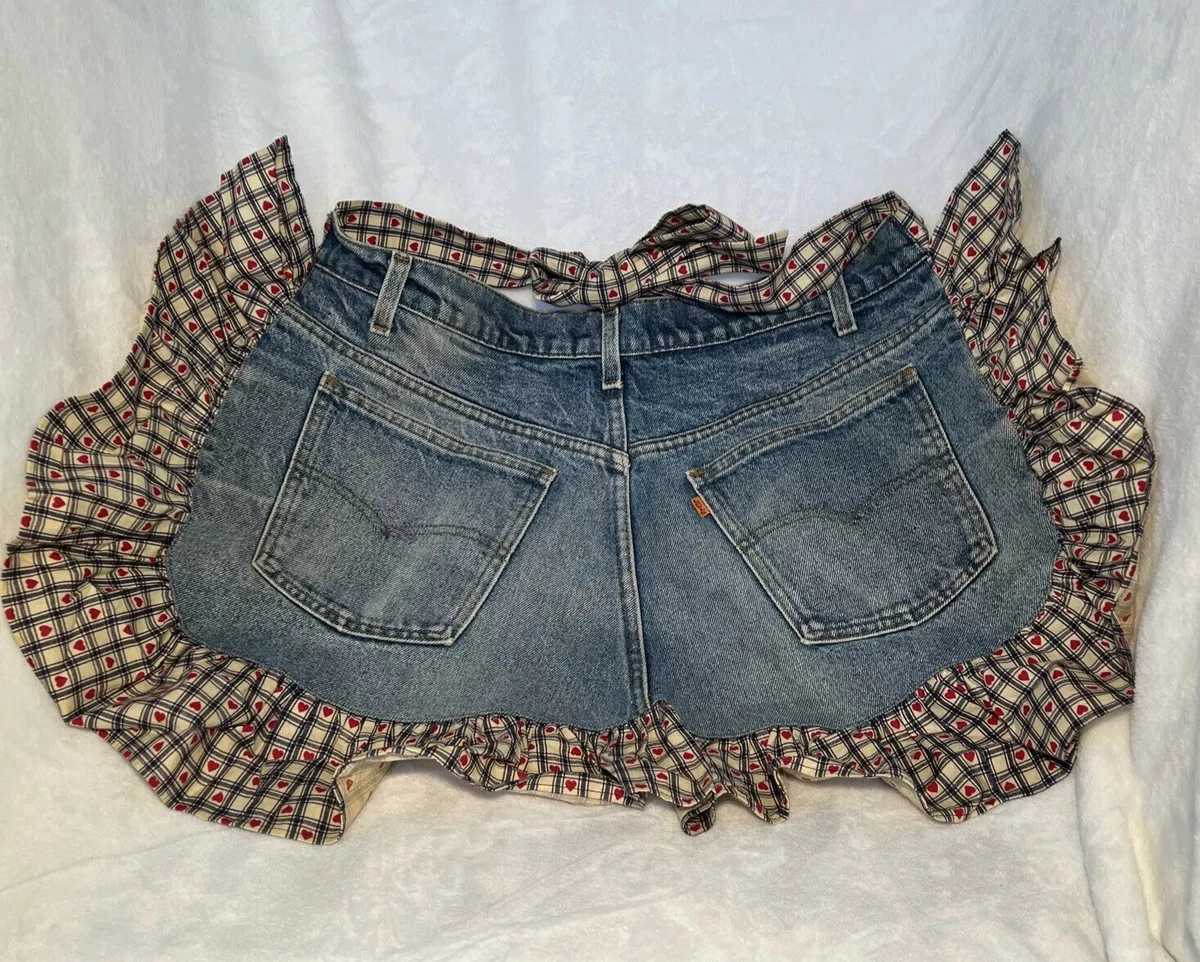 VTG Levis Denim Apron Handmade Cottage Core Orange Tab Jeans True