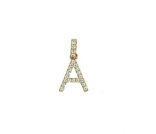 14k Yellow Gold Initial Letter CZ Pendant: Small