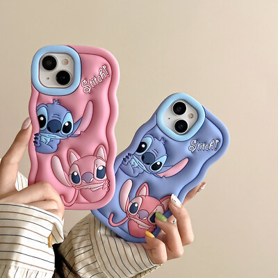 New Cartoon Cute Stitch Soft Silicon Cover Case For iPhone 15 14 Pro Max 13 12#A