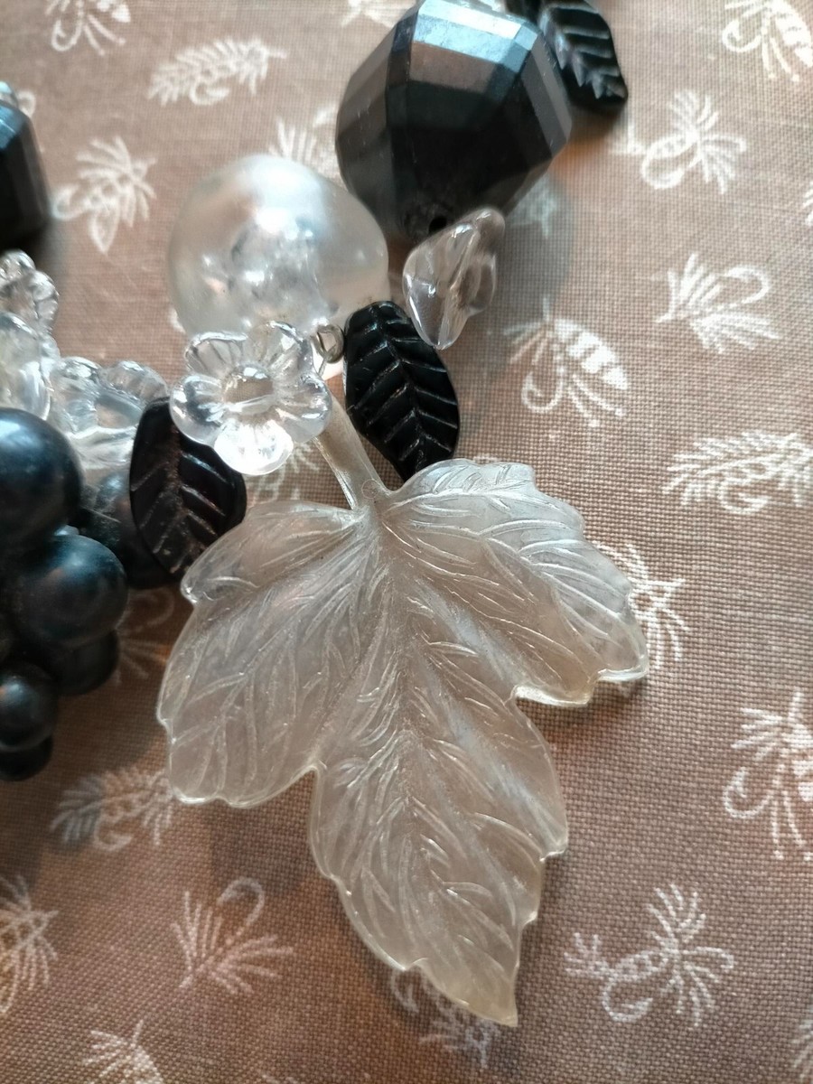 Collier Vintage En Lucite Années 1950 - Motif Fruits Et Fleurs - Réf. Bj00424 - Occasion