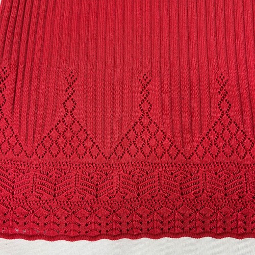 Misook Knit Maxi Dress Sleeveless Ribbed Slit Hem Lace Cutout Trim Red Size S - Picture 11 of 13