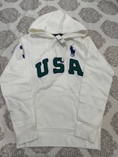 Polo Ralph Lauren Men 3 USA Big Pony White Long Hoodie Sweatshirt M, 203012 3