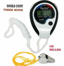 Digitale Hand Sport Stoppuhr LCD Timer Alarm Zähler Stoppuhr + Pfeife