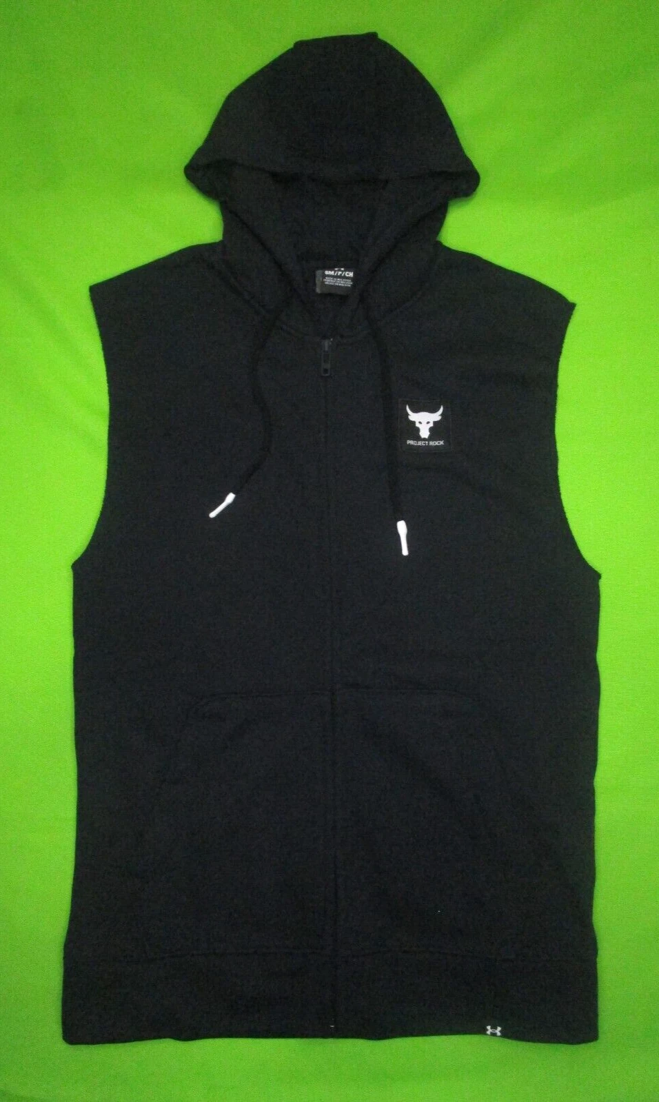 Under Armour Project Rock Terry Sleeveless Hoodie Black - Size Small 1377424-001