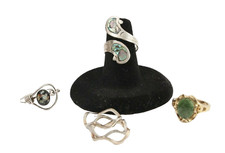 4 Rings Various Metals and Stones 2 Sterling See Features Sizes 5 6  7 Adjust