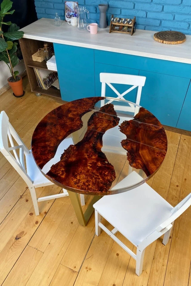 Clear Resin River Wood Table | Poplar Slab & Crystal Epoxy | Custom Sizes Availa - Image 4 of 4