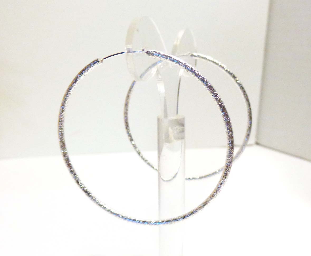 Silver Plated Frosted 360 Hoop Earrings 2-Inch Elegant Design-image