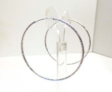 SILVER HOOP EARRINGS SILVER PLATED FROSTED 360 HOOP SILVER HOOP EARRINGS 2 INCH