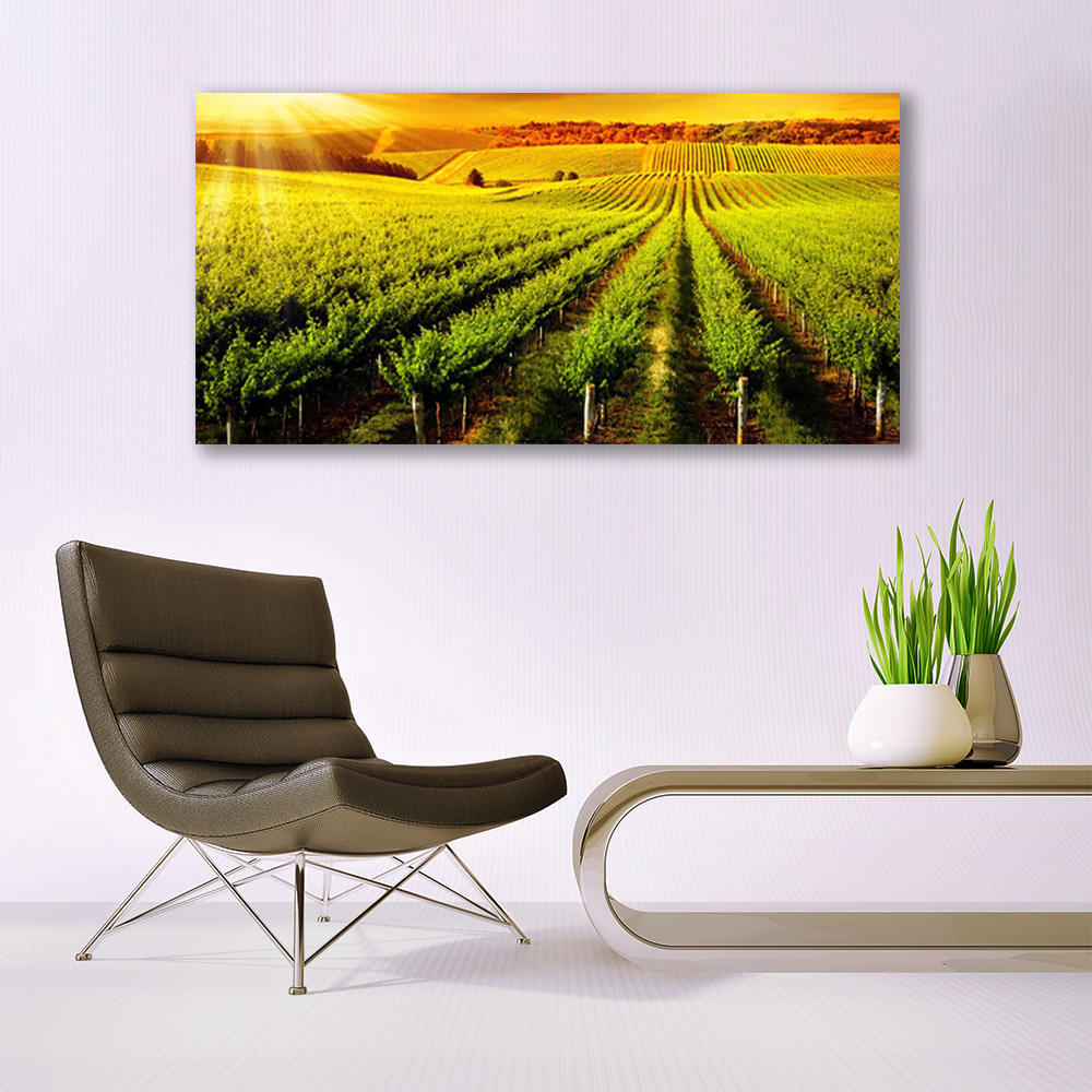 Tableau impression nature avec champ de blé doré en 140x70 - 2