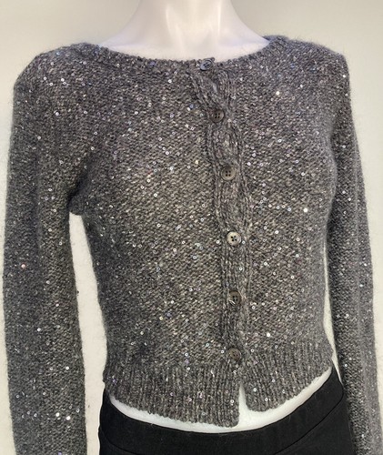 Joseph Wool & Sequins knitted grey cardi, size Small, VGC - Picture 2 of 10