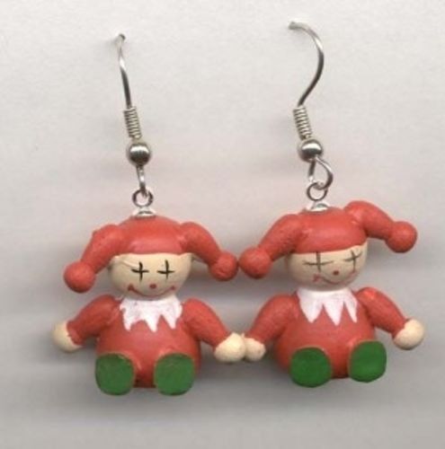 Funky Mini JACK-in-the-BOX JESTER CLOWN EARRINGS-Cute Holiday Toy Funky Jewelry - Picture 1 of 1
