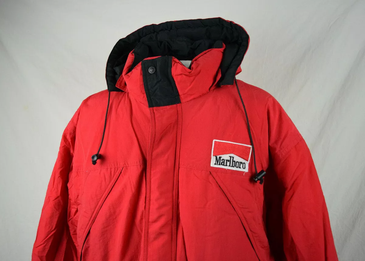 Vintage 90s MARLBORO Country Store Parka Jacket Large Red VTG Outdoor Camp  Coat