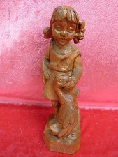 schöne,alte Holzfigur__Mädchen mit Gans __!