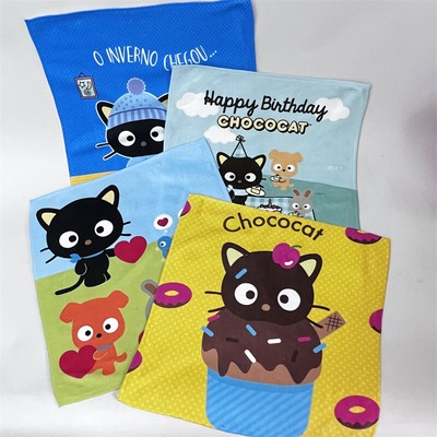 35x35CM Chococat Anime Handkerchief Face Towel Cartoon Washcloth Bathroom
