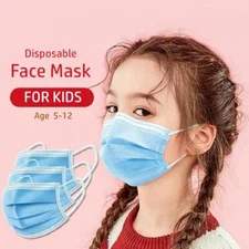 [KIDS] 50 PC Disposable Face Mask 3-Ply Non-Medical Earloop Mouth Cover - Blue