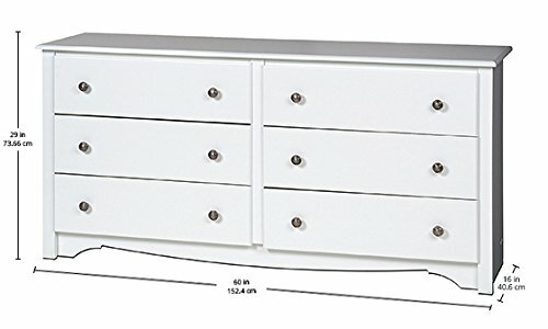 White 6 Drawer Dresser Chest Drawers Wooden Clothes Storage Bedroom Furniture