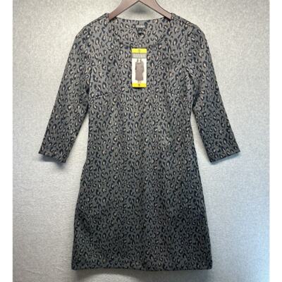 Nicole Miller Womens Dress Size Small Gray Leopard Print Knee Length Stretch NWT