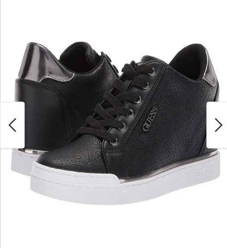 guess black wedge trainers