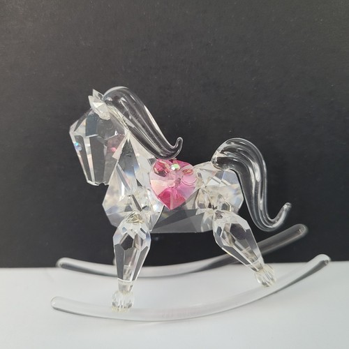 Vintage Crystal Rocking Horse Pink Heart