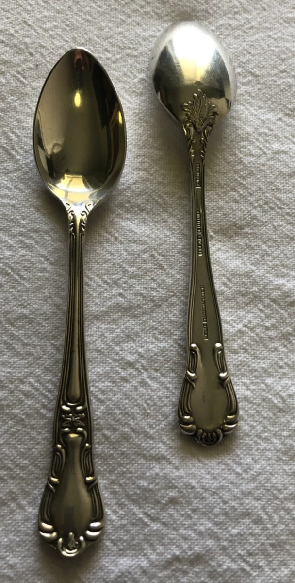 Pair of Antique Sheffield England EPNS A1 Silver Plated Ornate Floral Teaspoons