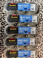 Lot Of 5 Scotch Heavy Duty Shipping Packing Tape, Clear, Holiday 3 Rolls, Clear