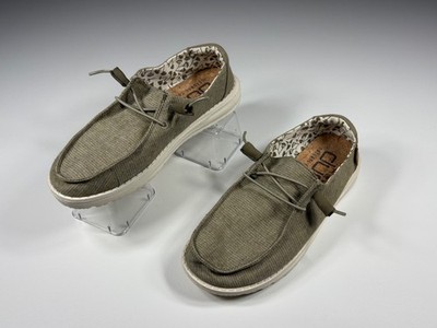Hey Dude Slip On Shoes Women 7 Green Canvas Casual Comfort Lightweight NWOB