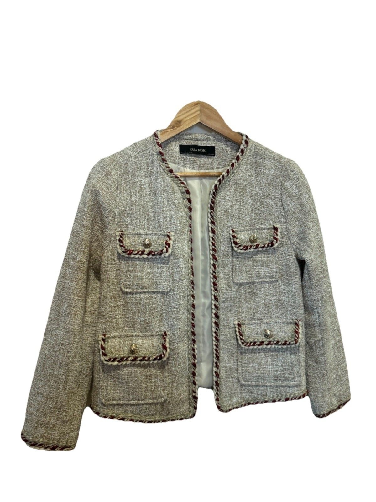 ZARA BLAZER SHORT ELEGANT TWEED BOUCLE BLAZER CARDIGAN JACKET EXTRA SMALL Size M