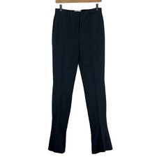 Prada Wool Flared Trousers Womens 10 Black Seamed Hem Quiet Luxury Career Work