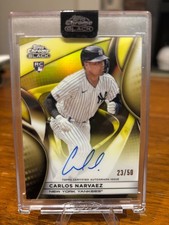 2025 Topps Chrome Black Carlos Narvaez Gold Auto /50 #CBA-CAN RC Yankees Red Sox