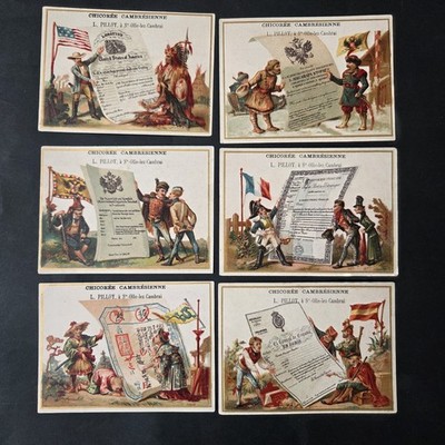 6 alte Chromos Reisepass USA Russland Italien Deutschland China 19. Jh. Schrott 19thC