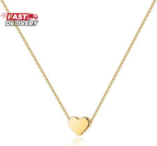 PAVOI 14K Gold Plated Cubic Zirconia Heart Necklace Cute Dainty Love Pendant N