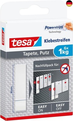 tesa adhesive strips for wallpaper and plaster, 1 kg hold.