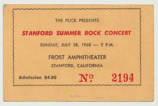 1968 Stanford Rock Concert Ticket Frost Amphitheater Santana CCR Quicksilver