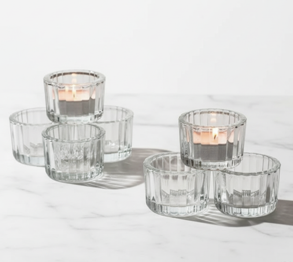12Er Set Glas Teelichthalter Transparent Deko Windlichter FüR Led Kerzen-image
