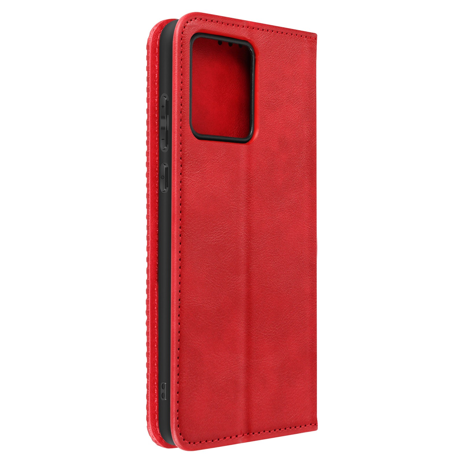 Étui portefeuille Moto G84 rouge avec trappe magnétique et clapet support