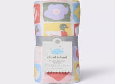 Cloud Island Muslin Swaddle Blanket Spring Garden Farm Grid 100 Cotton -NEW