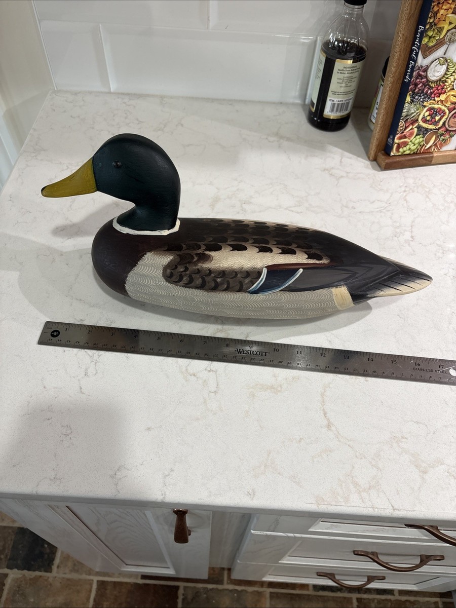 Hand Carved Wooden Duck Decoy Henry Taubert Pekin Illinois River
