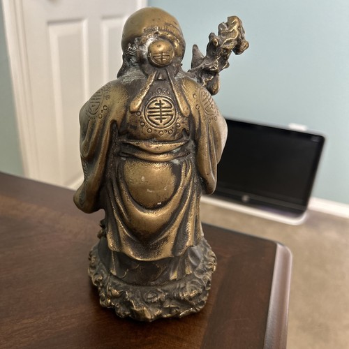 Fu Lu Shou Statue Brass Feng Shui Sculpture Asian Chinese Home Decor Gift Idol - Picture 3 of 4