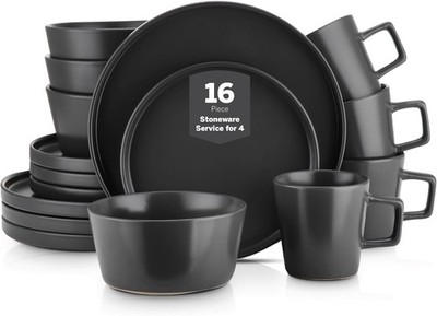 Stone Lain Celina Stoneware 16 Piece Modern Dinnerware Set, Service for 4