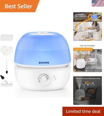 Top-Fill 3L Humidifier with Essential Oil Tray & Night Light   30 Hours Runtime