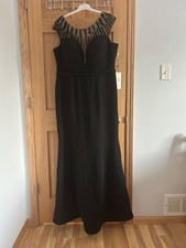 Evening gown black beaded formal dress