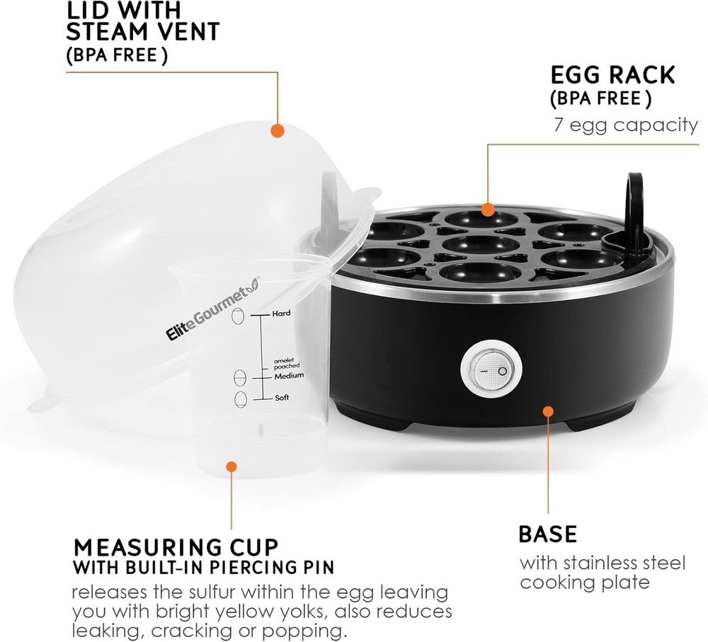 Easy Egg Cooker - Electric, Compact, 7-Egg Capacity, Perfect for Families