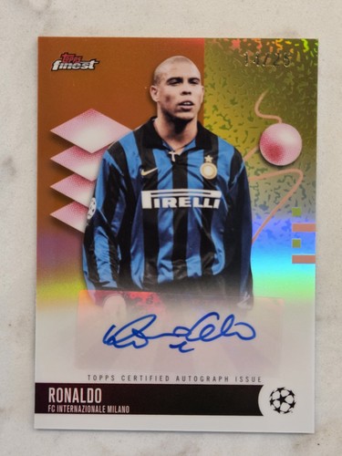 Ronaldo Nazario R9 Auto 2025-26 Topps Finest Orange Refractor #14/25 Phenomenon 