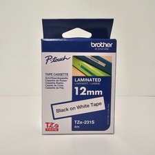 Image of Brother TZe-231S P Touch Label Tape - 12mm Black on White Laminated Tape Genuine
